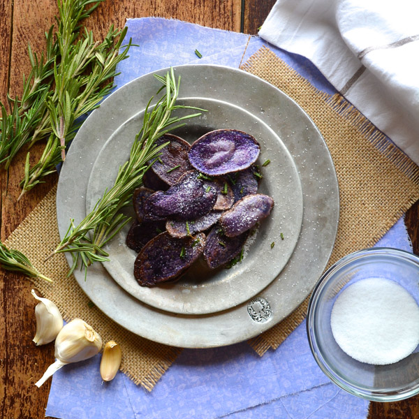 Purple Potato Chips with Garlic Rosemary