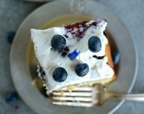 Lemon Cake with Blueberry Drizzle & Sweetened Whipped Cream CiaoChowBambina.com
