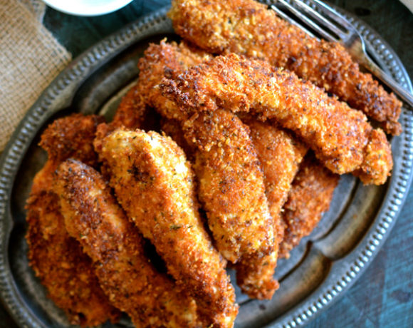 Crispy Fried Chicken Fingers with Homemade Blue Cheese Dipping Sauce ciaochowbambina.com