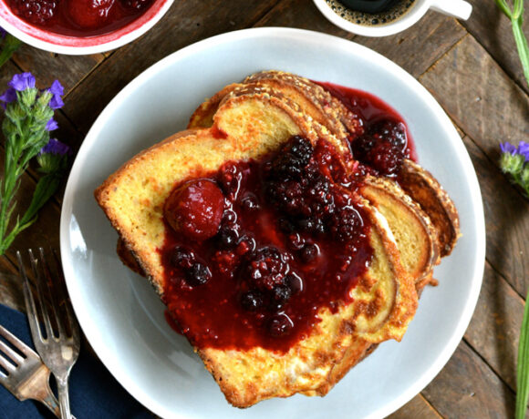 RumChata French Toast with Warm Berry Compote
