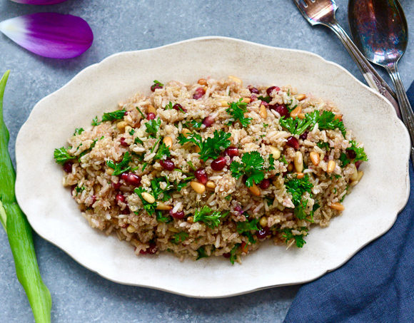 Quinoa and Brown Rice Salad with Pomegranate & Pignoli ciaochowbambina.com