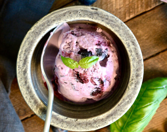 Blueberry Basil No-Churn Ice Cream ciaochowbambina.com