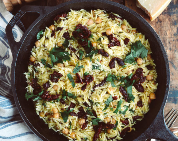 Orzo with Sun-Dried Tomatoes, Chickpeas and Herbs ciaochowbambina.com