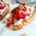 Roasted Strawberries & Pistachios with Vanilla Bean Whipped Mascarpone Crostini ciaochowbambina.com