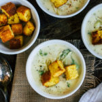 Broccoli White Cheddar Soup with Cornbread Croutons