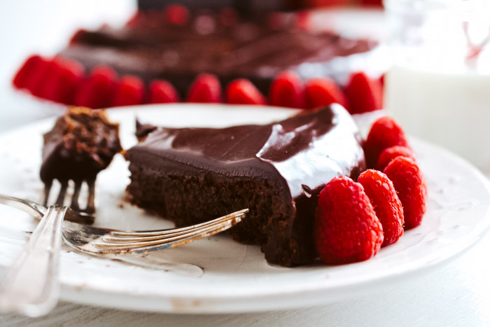 Flourless Chocolate Cake with Bittersweet Chocolate Raspberry Glaze
