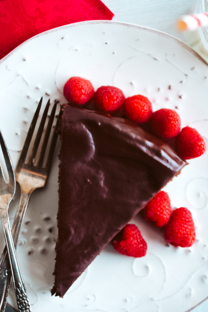 Flourless Chocolate Cake with Bittersweet Chocolate Raspberry Glaze