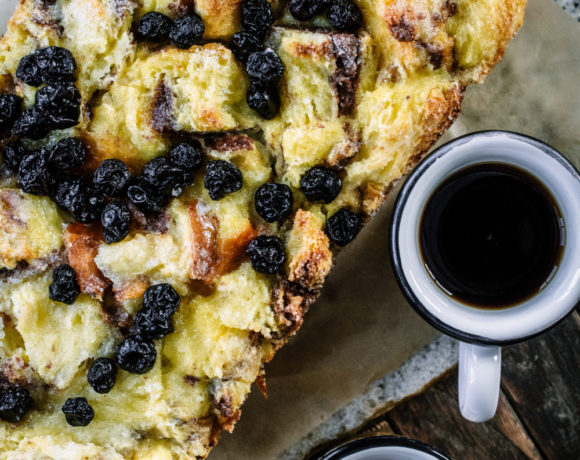 Restaurant-Style Cinnamon Bread Pudding with Blueberries