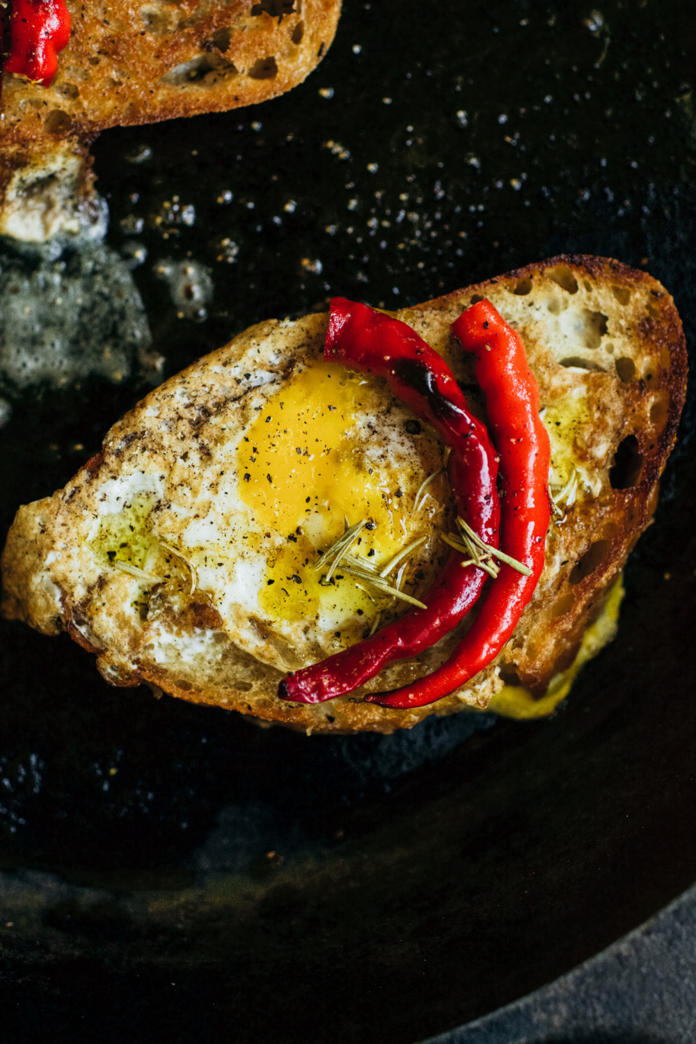 Moonstruck Eggs with Fried Italian Long Hot Peppers
