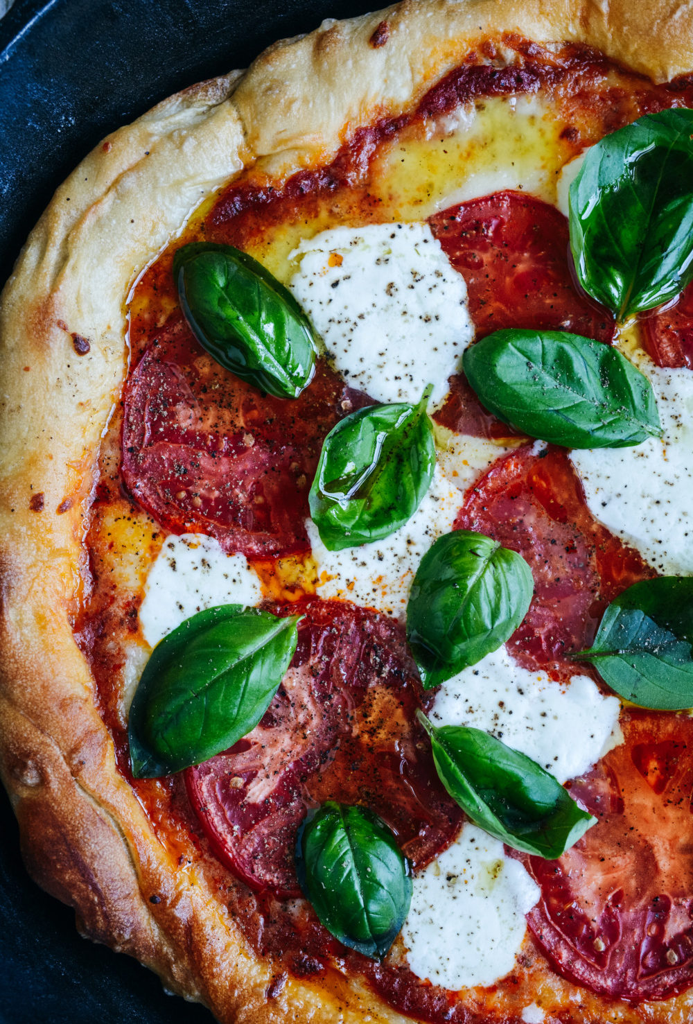 Cast Iron Margherita Pizza with Burrata