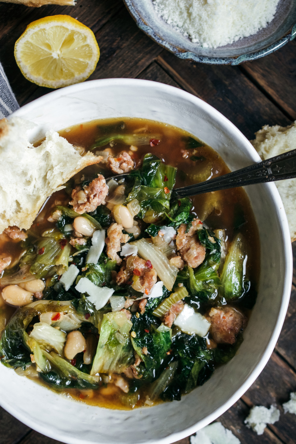 Escarole and White Bean Soup with Italian Sausage