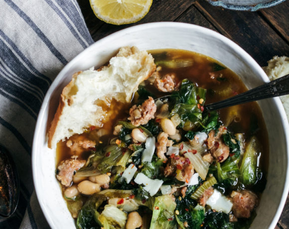 Escarole and White Bean Soup with Italian Sausage