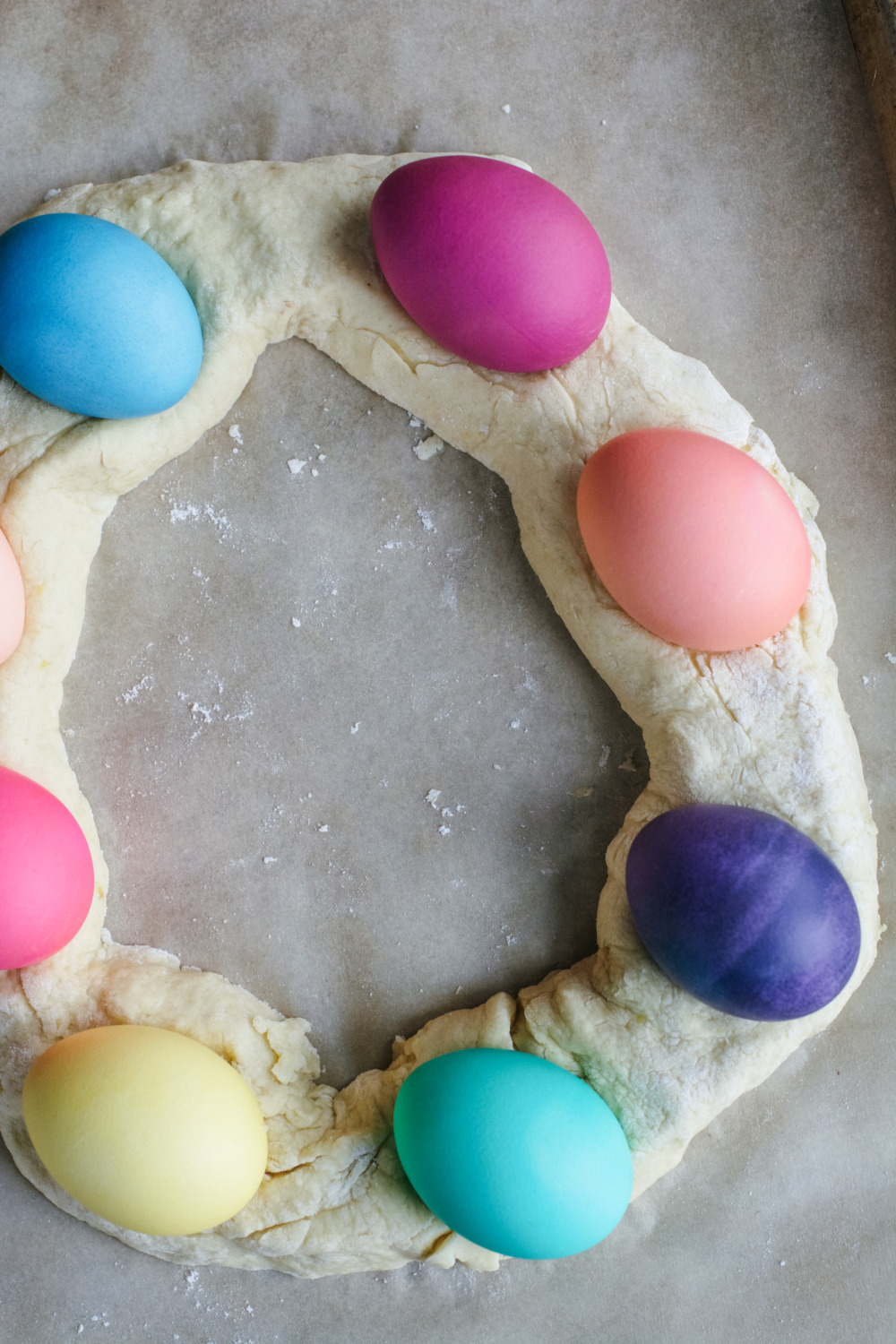 Italian Easter Ring with Colored Eggs