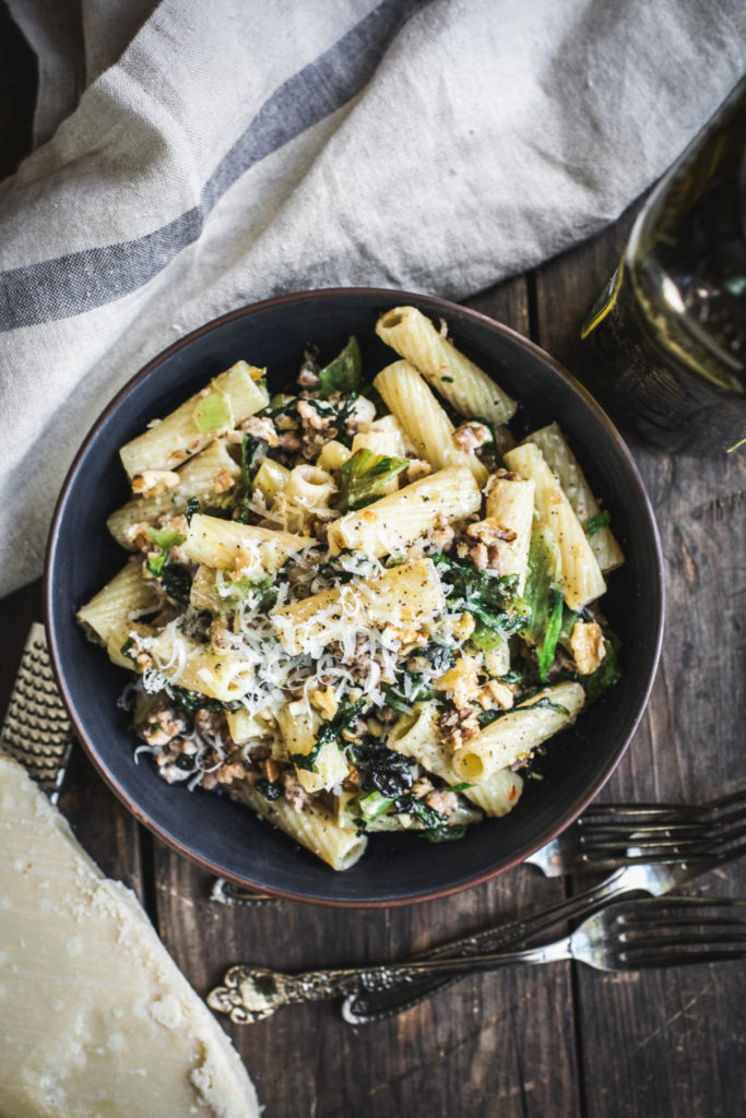 Rigatoni with Italian Sausage, Greens, Gorgonzola & Walnuts | Ciao Chow ...
