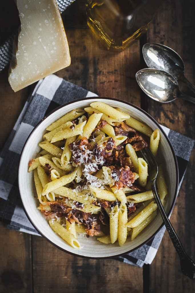 Penne with Bacon, Black Pepper & Parmesan 