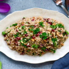 Quinoa and Brown Rice Salad with Pomegranate & Pignoli